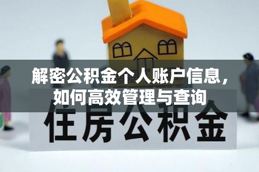 修文解密公积金个人账户信息，如何高效管理与查询